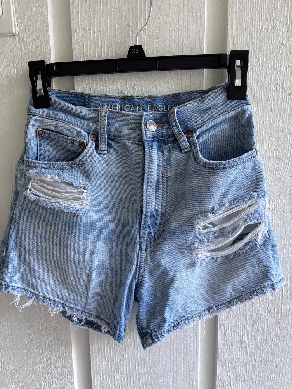 American Eagle Outfitters Light Wash Distressed Denim Shorts